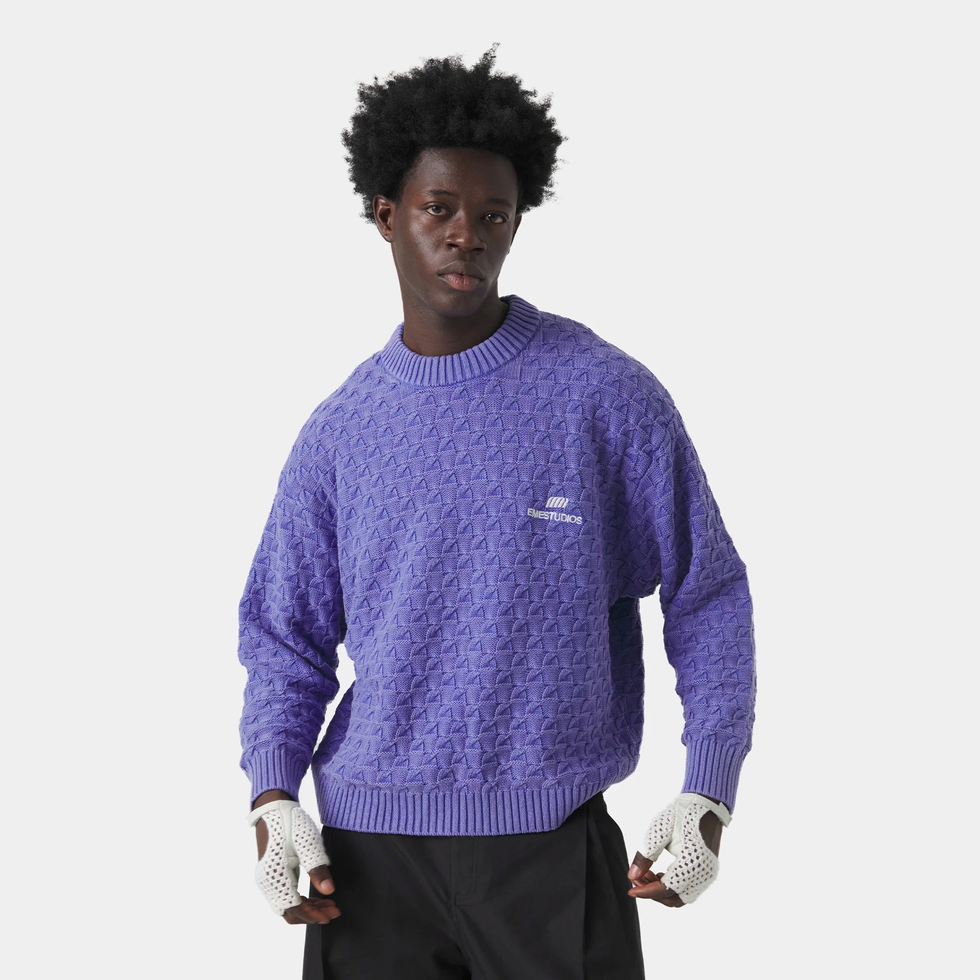 Grid Lucent Cable Knit Sweater