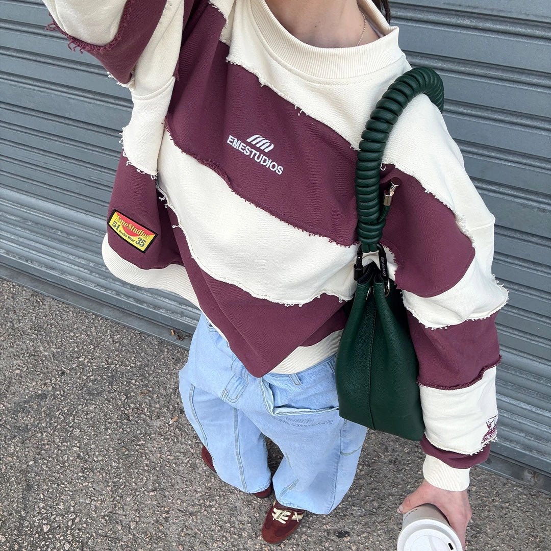 M Chocolat Truffle Striped Crewneck