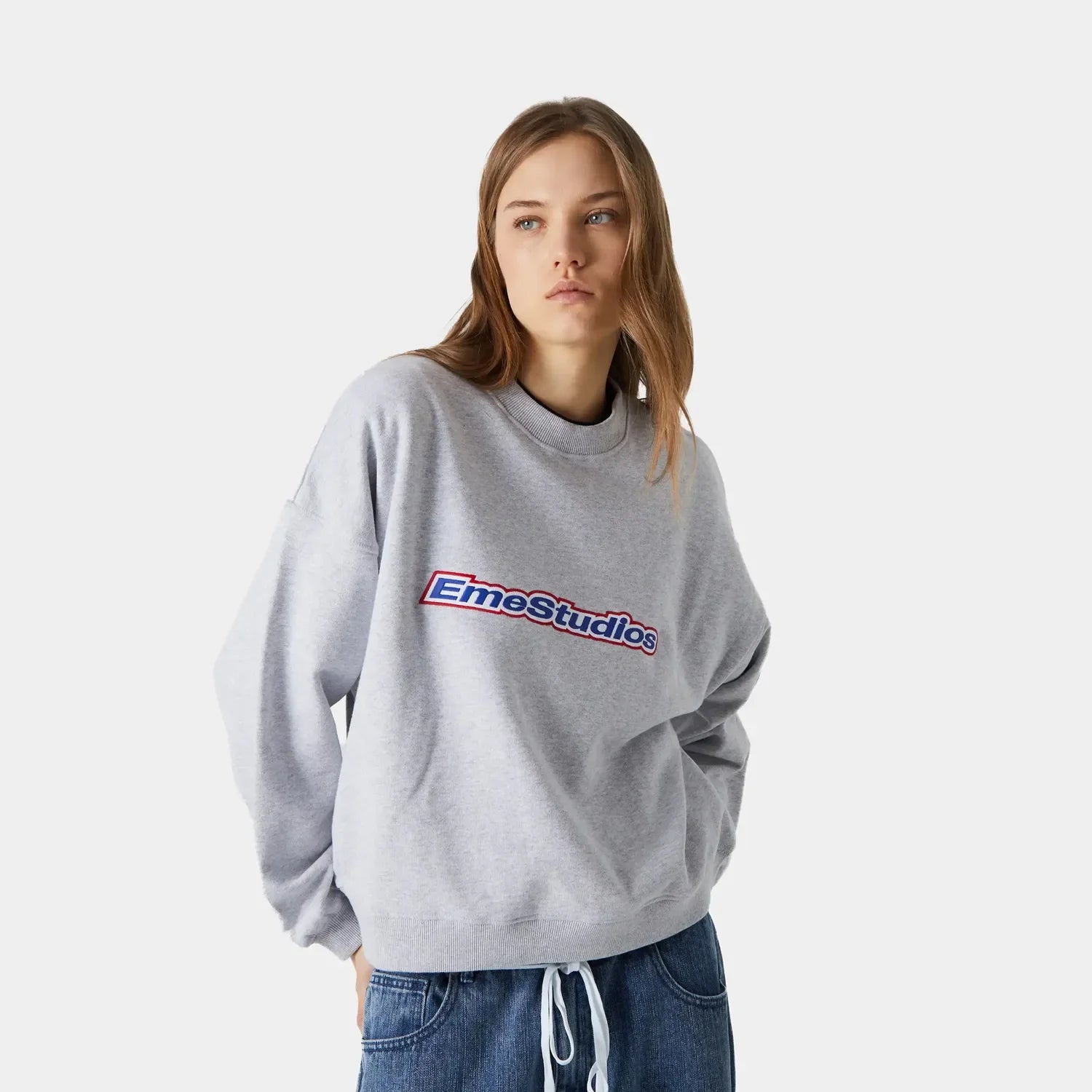Box Heather Grey Oversized Crewneck