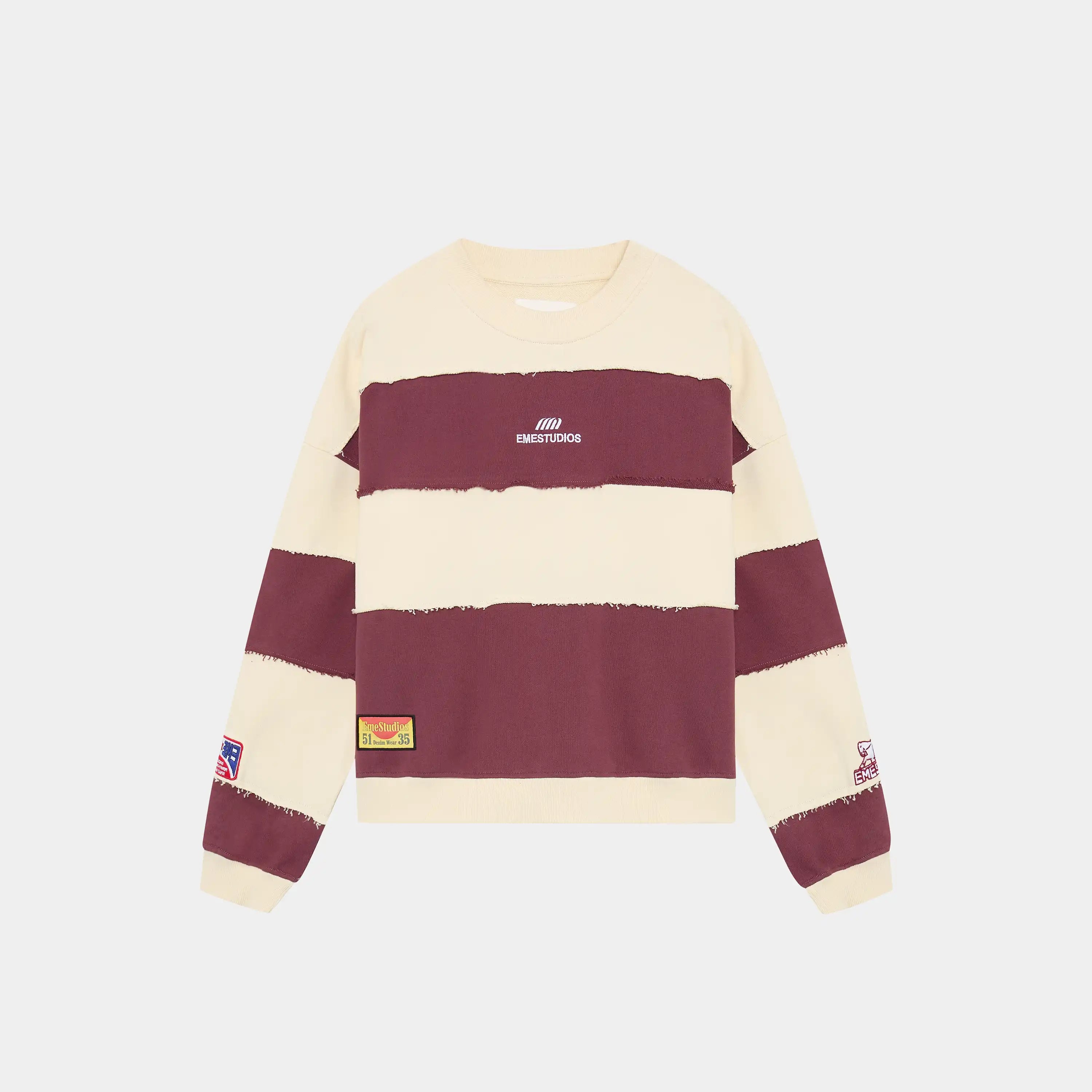 M Chocolat Truffle Striped Crewneck