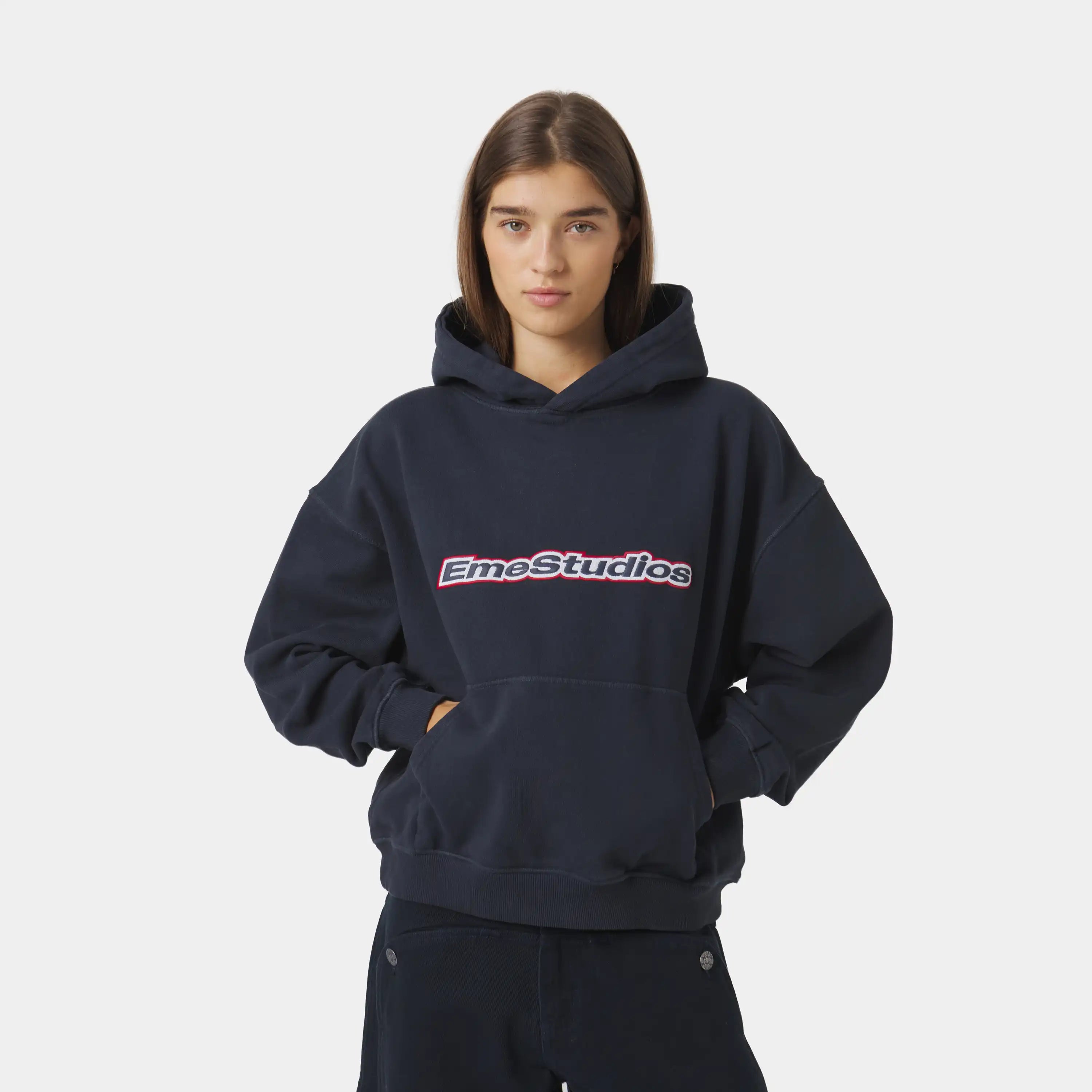 Box Navy Oversized Hoodie