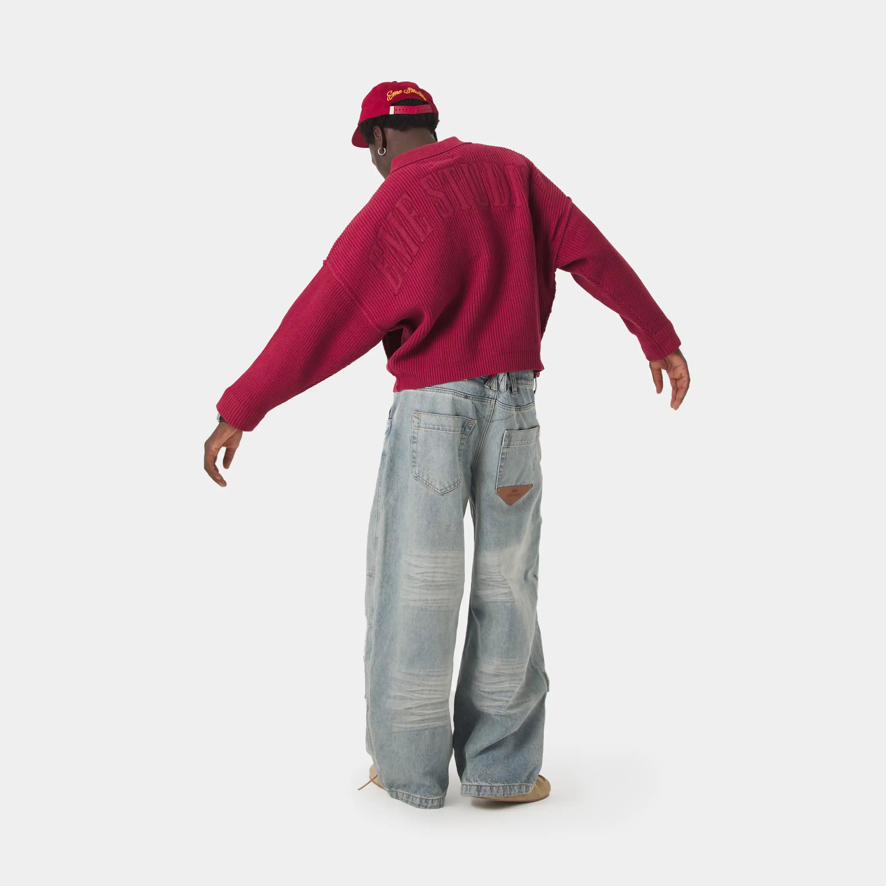 Collar Redwood Zipper Knit