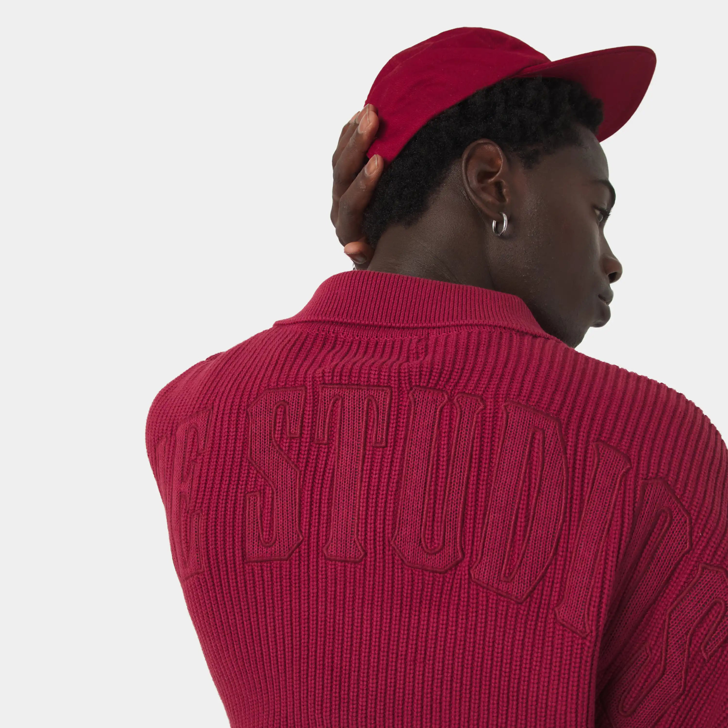 Collar Redwood Zipper Knit