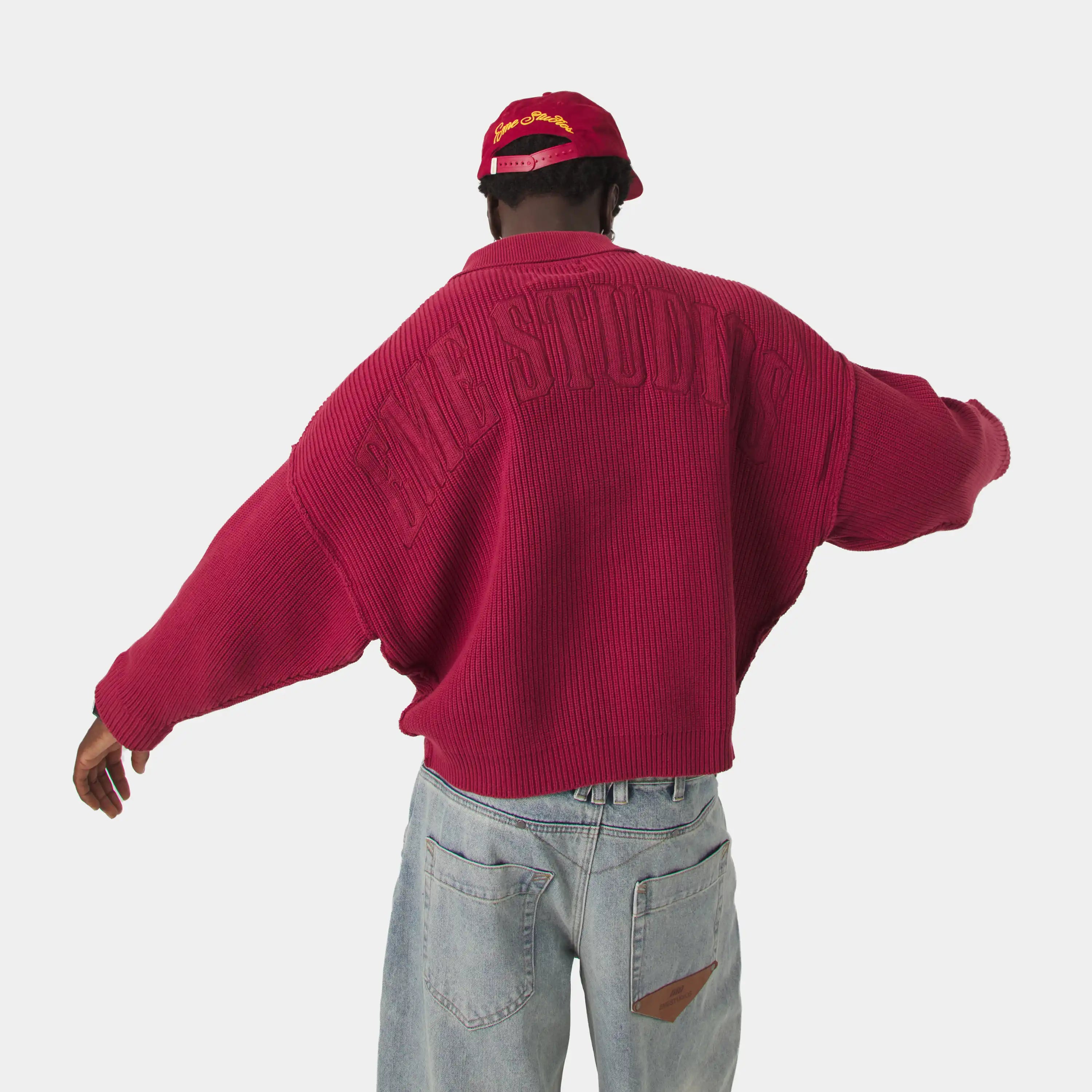 Collar Redwood Zipper Knit