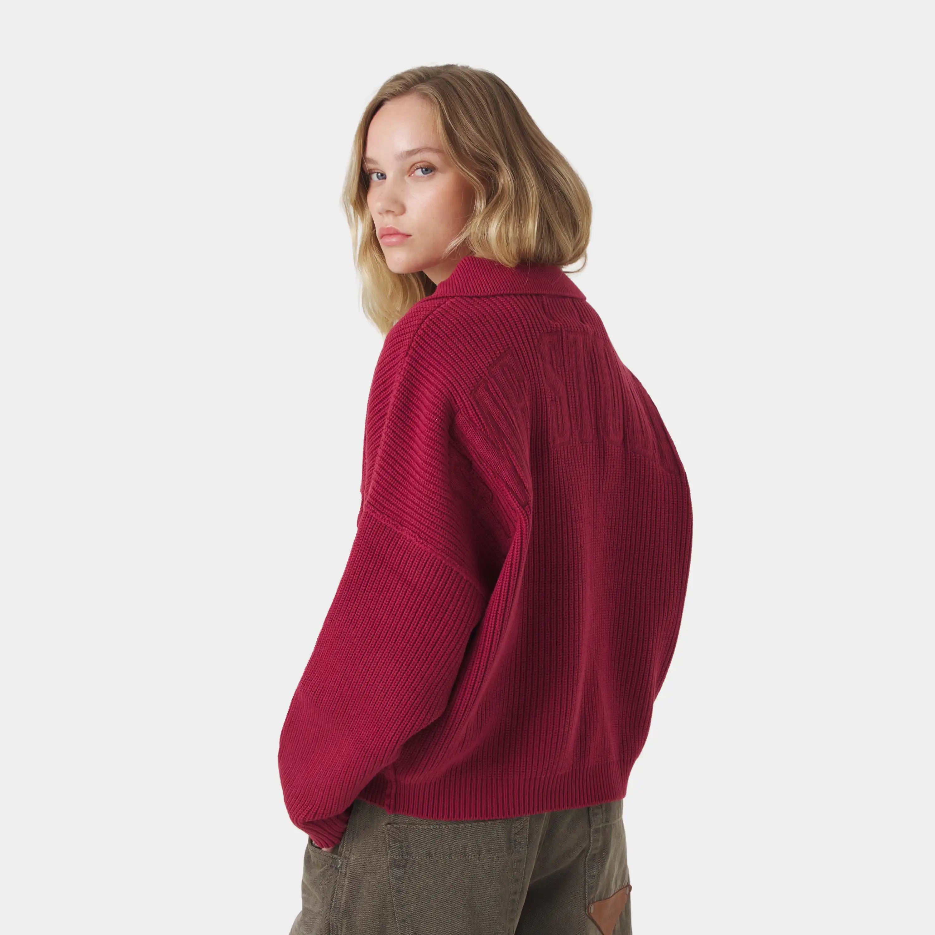 Collar Redwood Zipper Knit