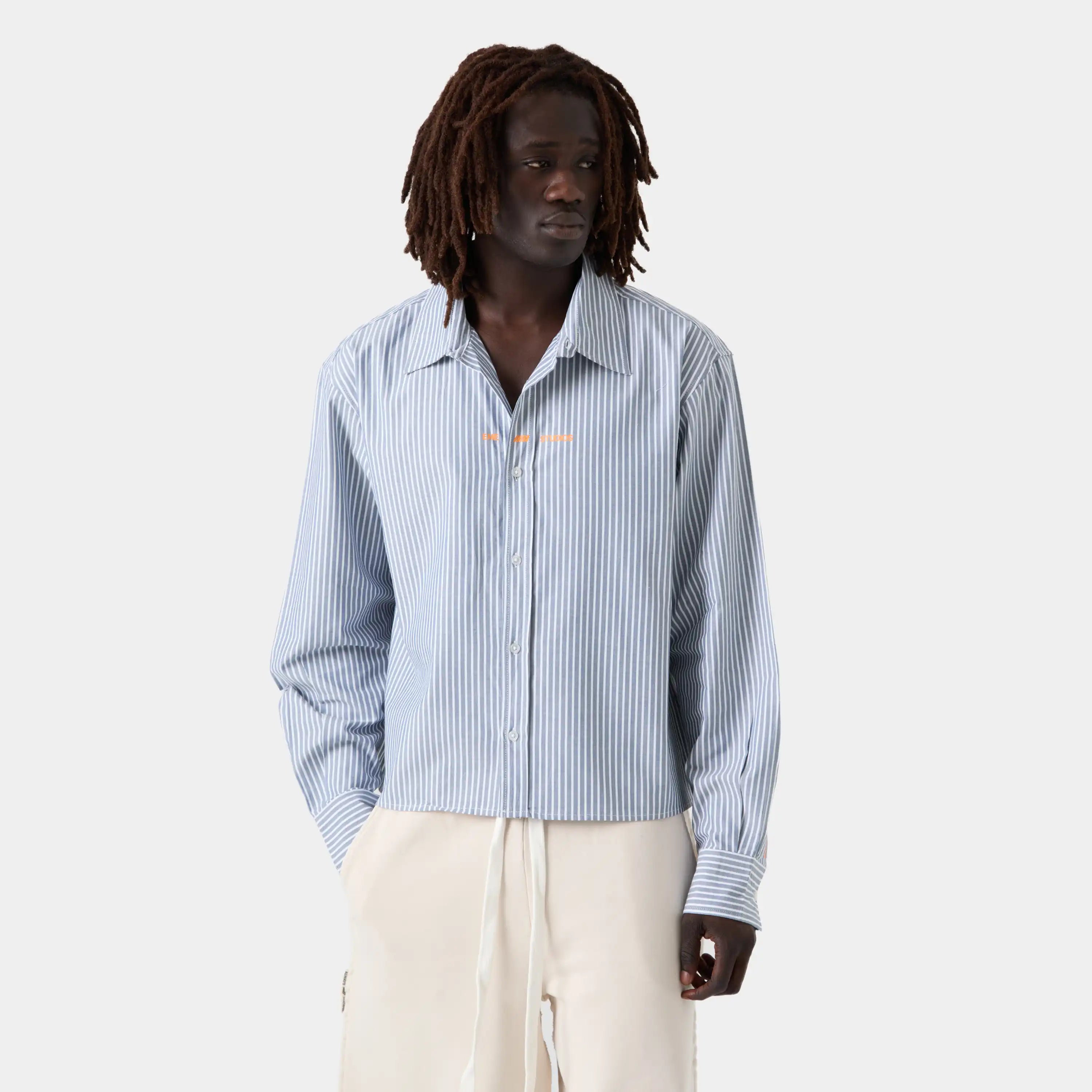 Soid Navy Striped Shirt