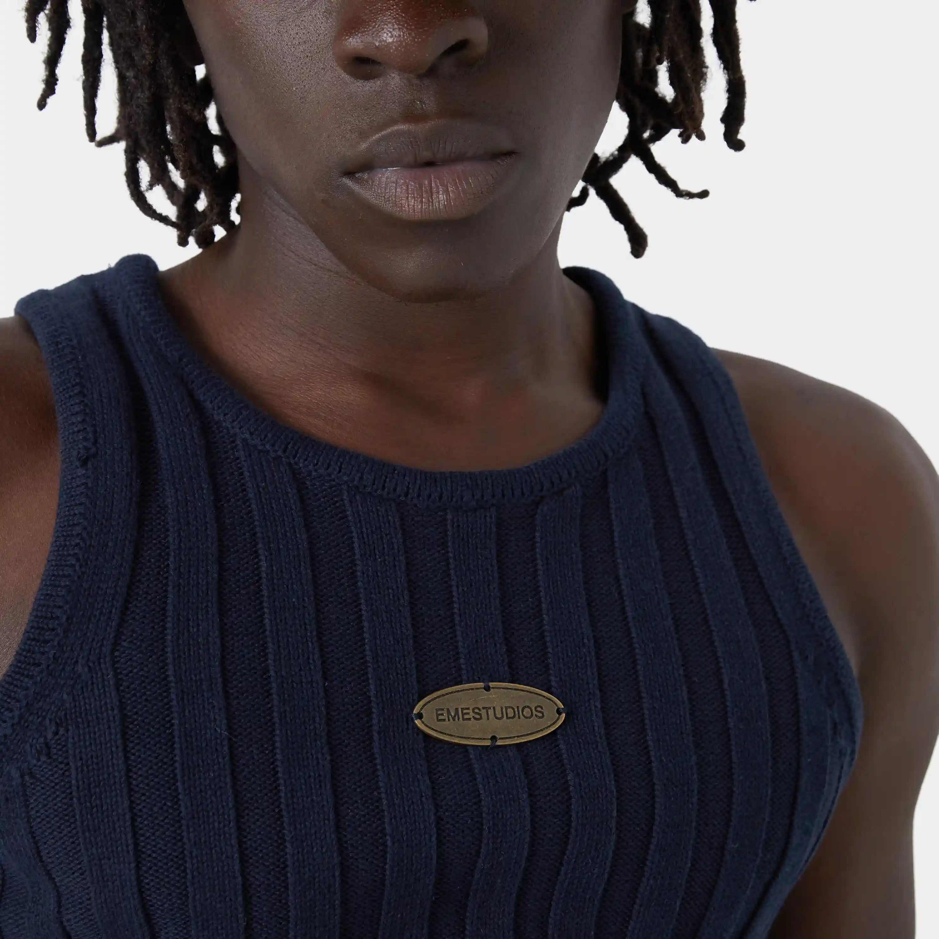 Rib Navy Tank Top