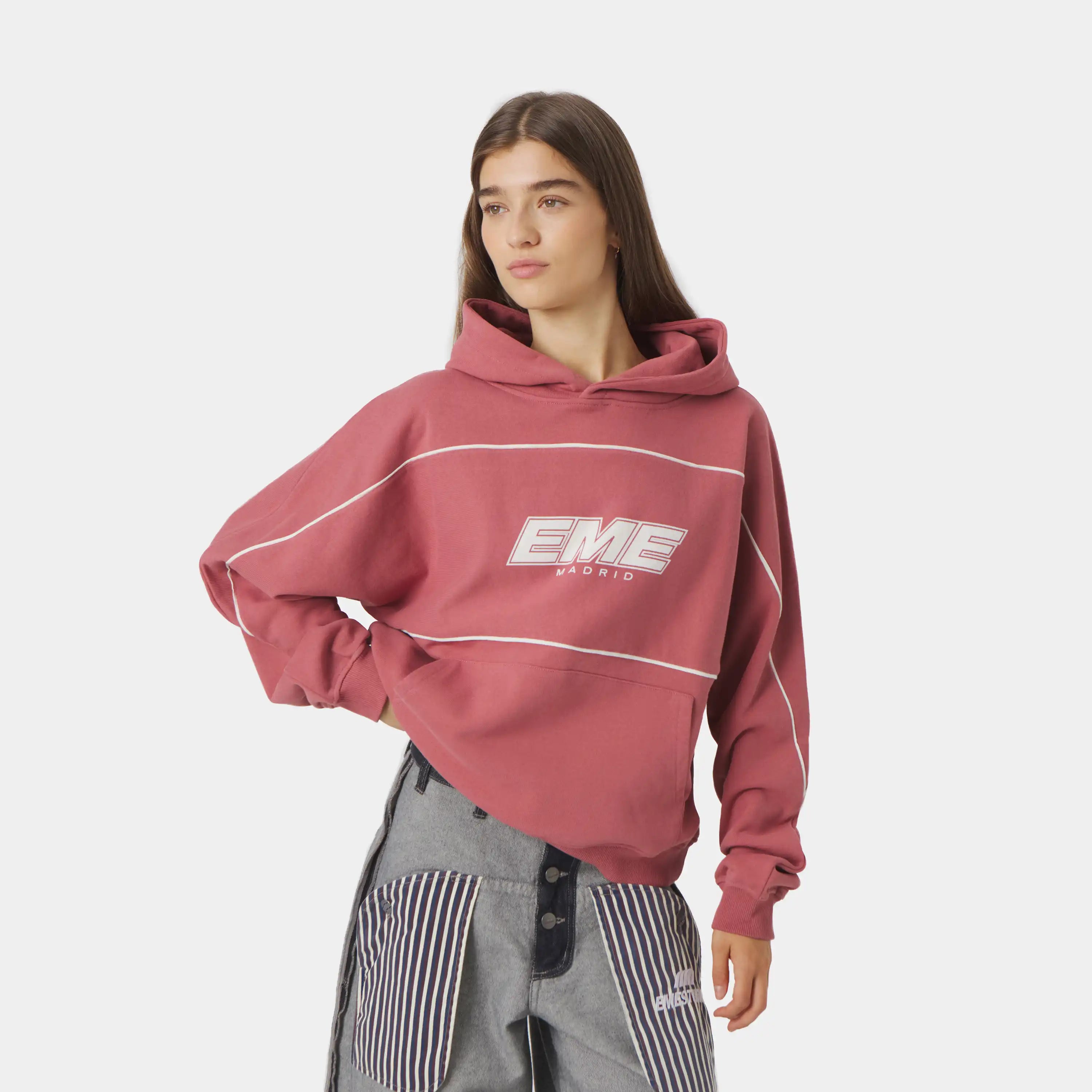 Crossline Red Oversized Hoodie
