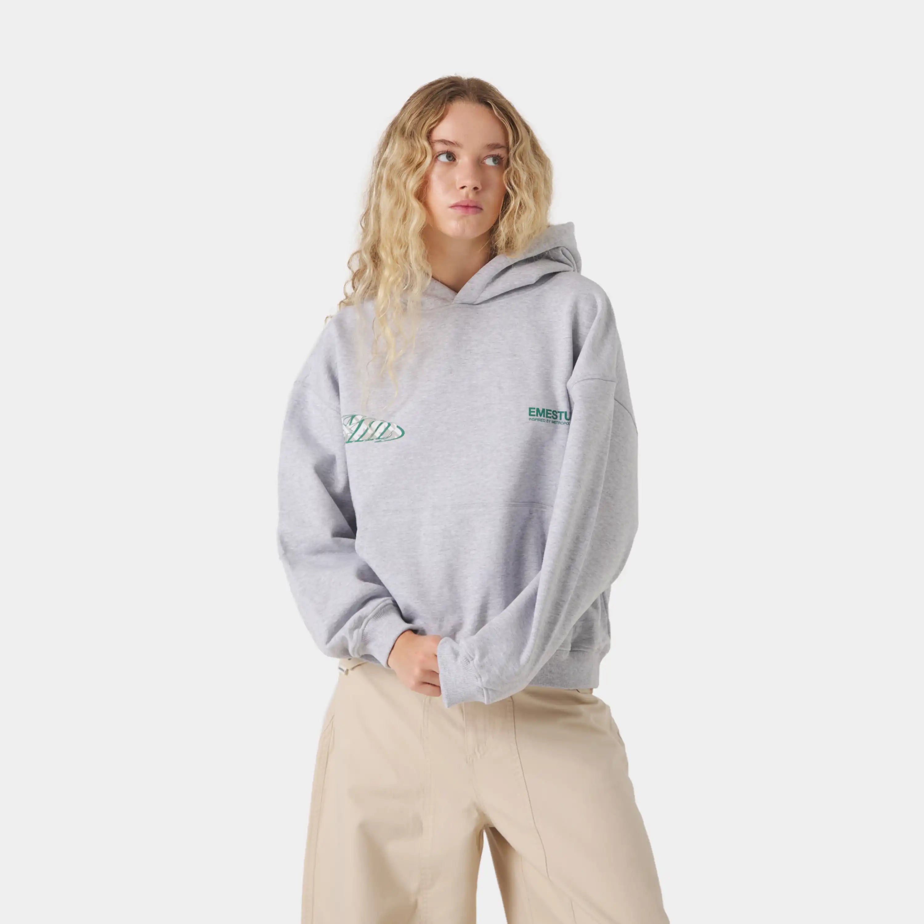 Claurev Grey Oversized Hoodie