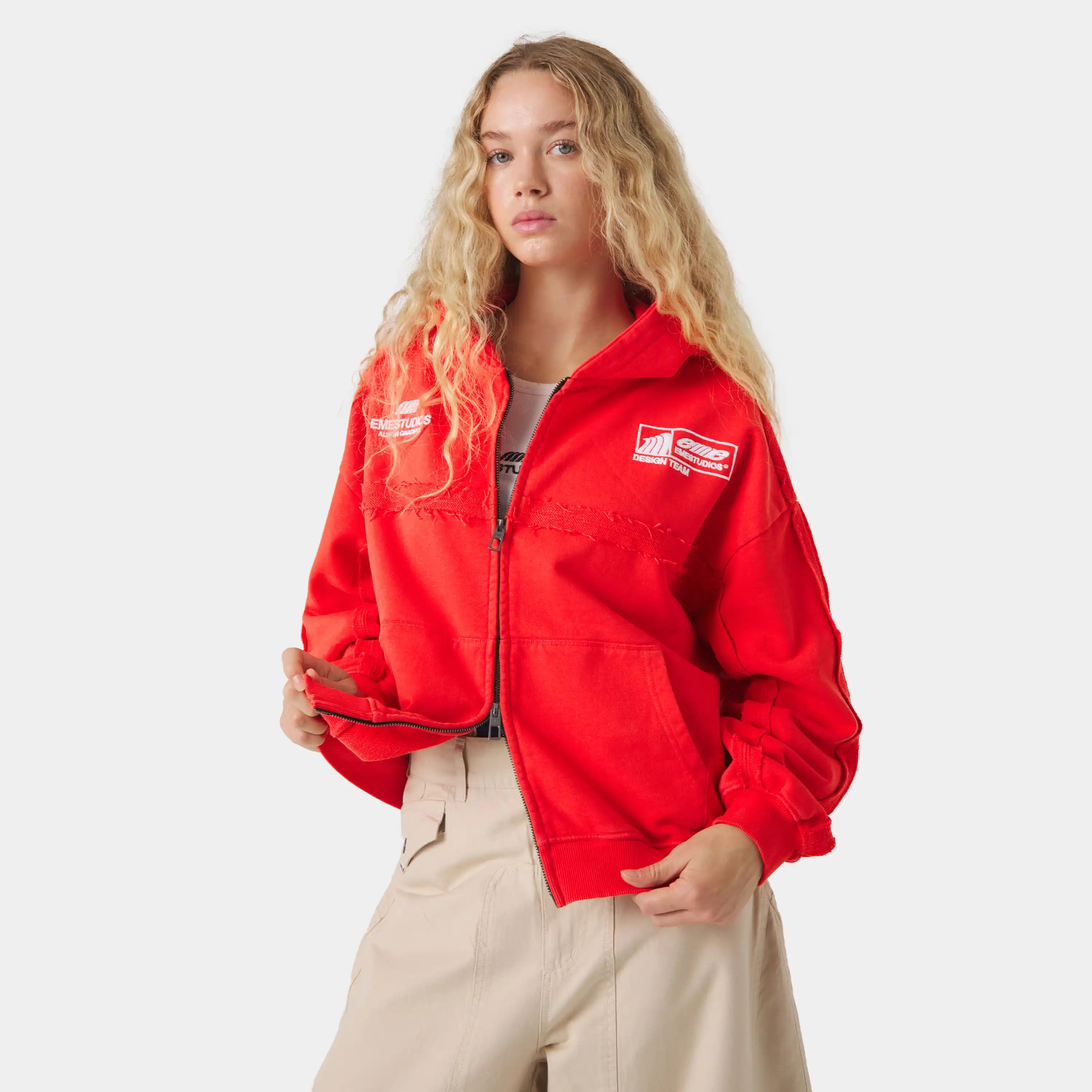 Gummy Poppy Red Cropped Full Zip