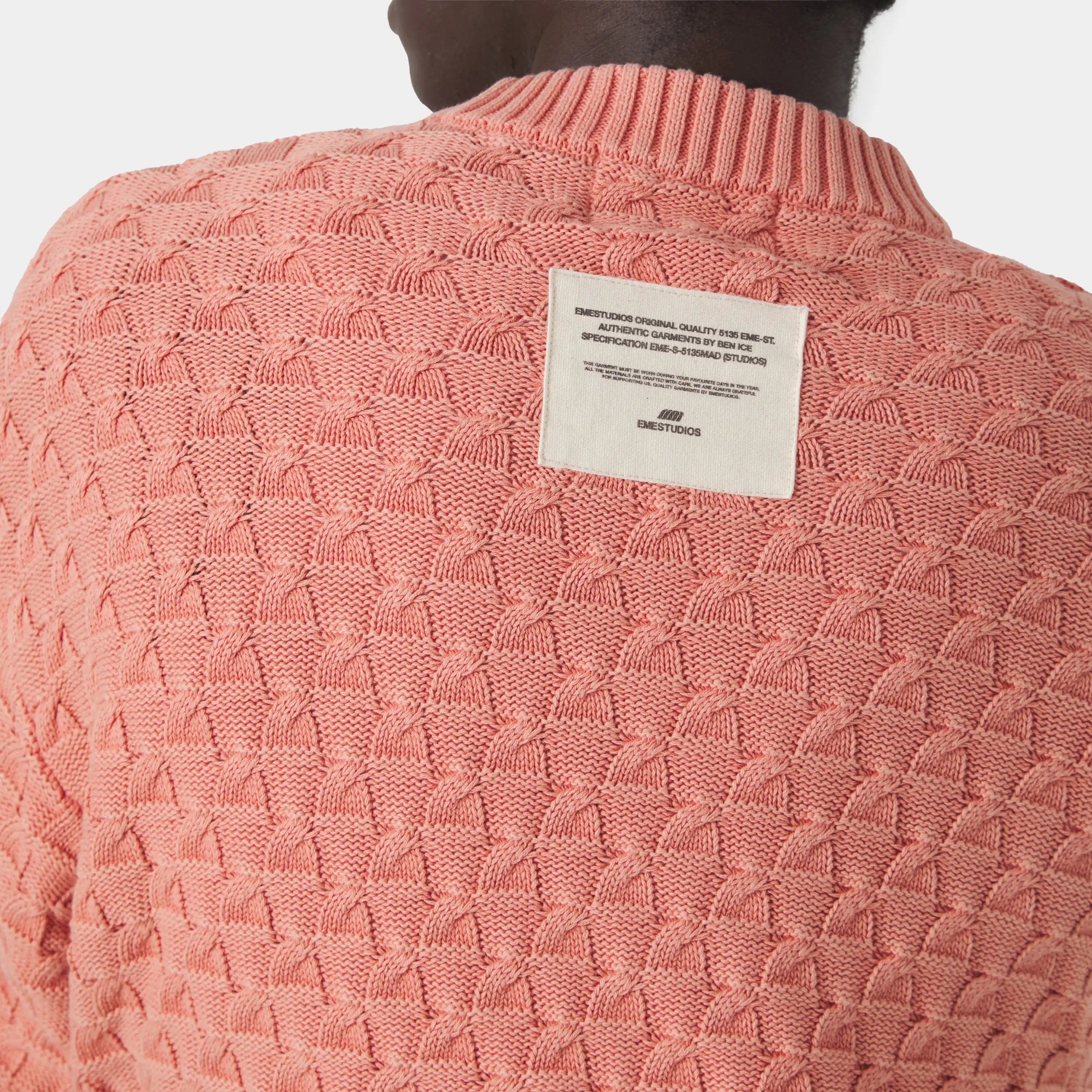 Grid Coral Cable Knit Sweater