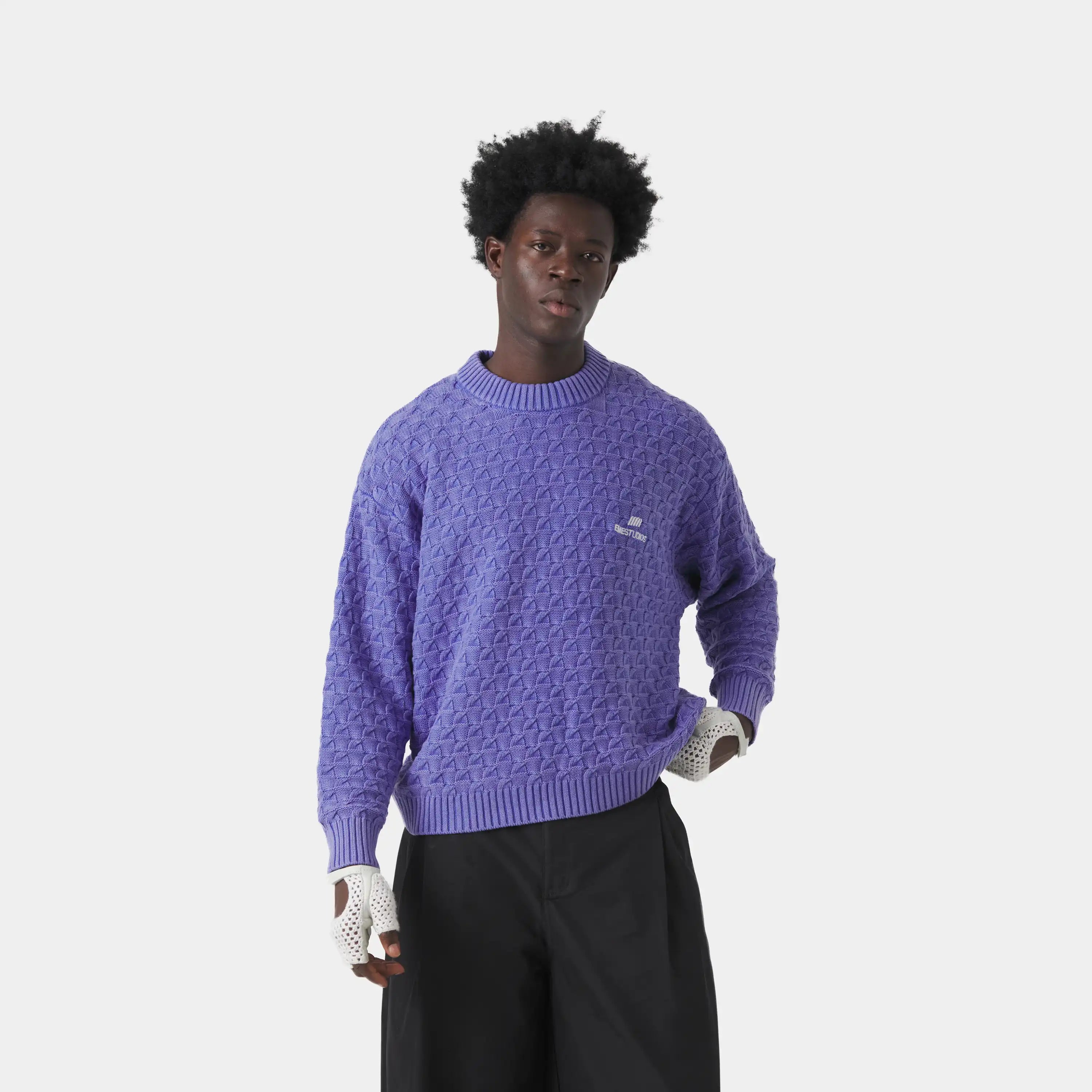 Grid Lucent Cable Knit Sweater