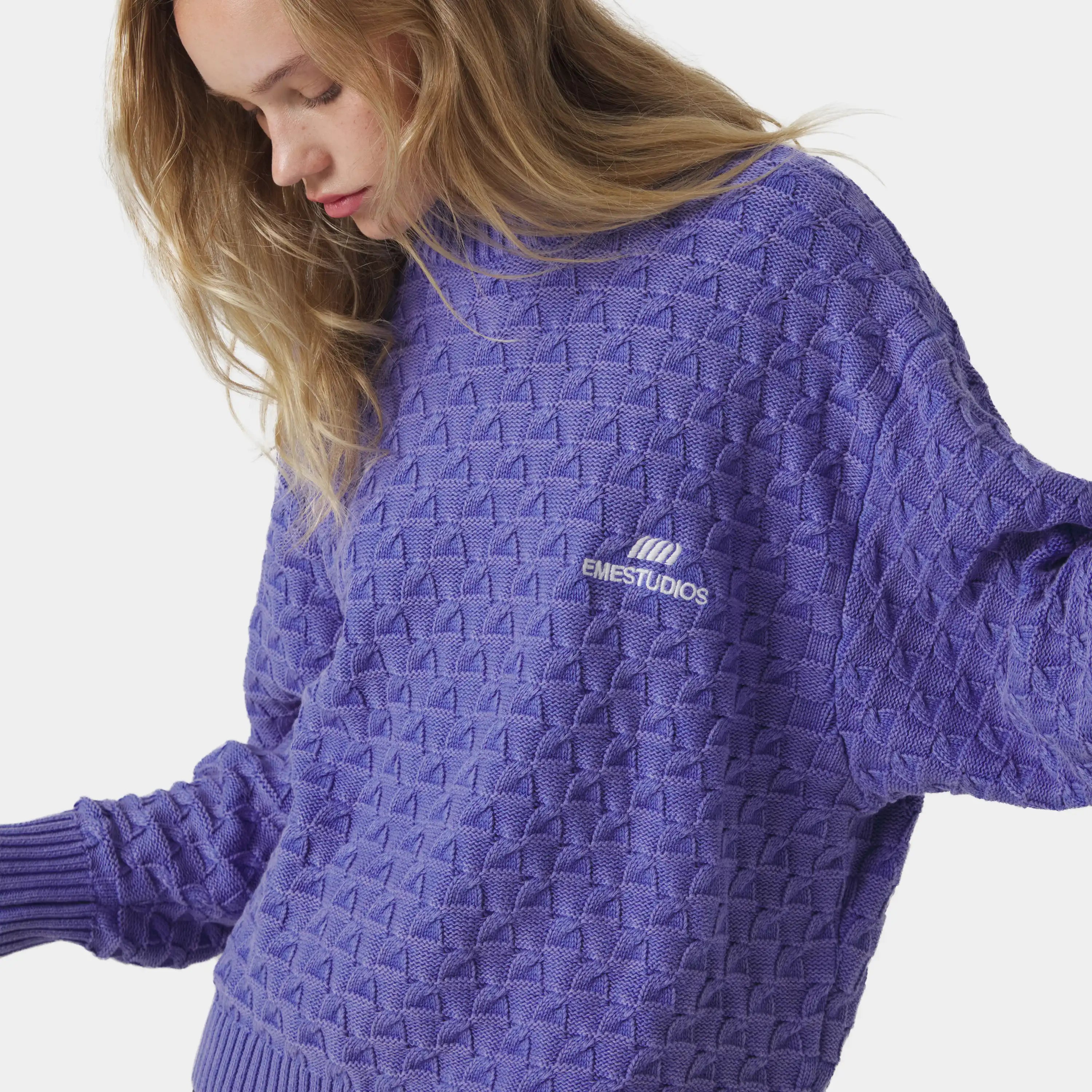 Grid Lucent Cable Knit Sweater