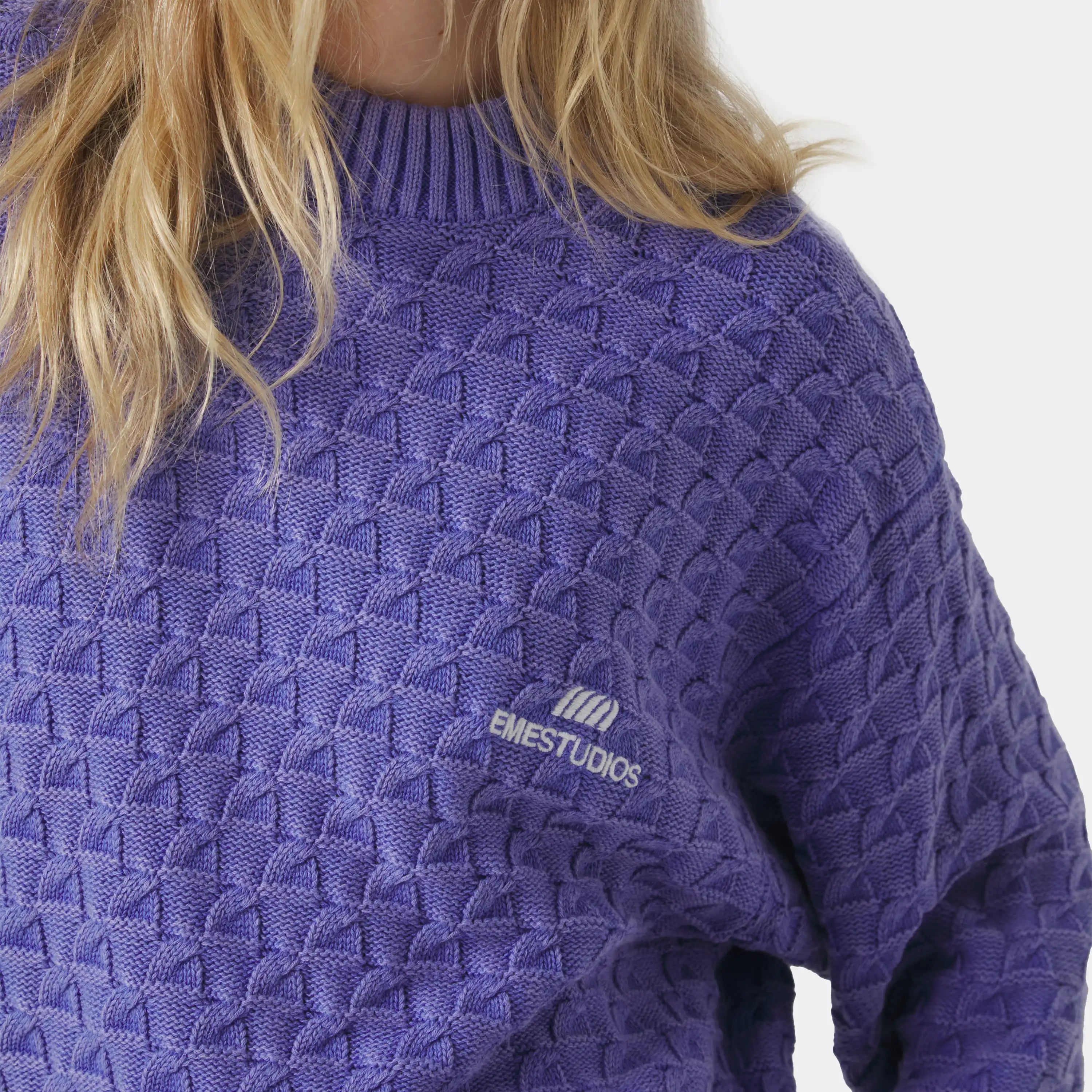Grid Lucent Cable Knit Sweater