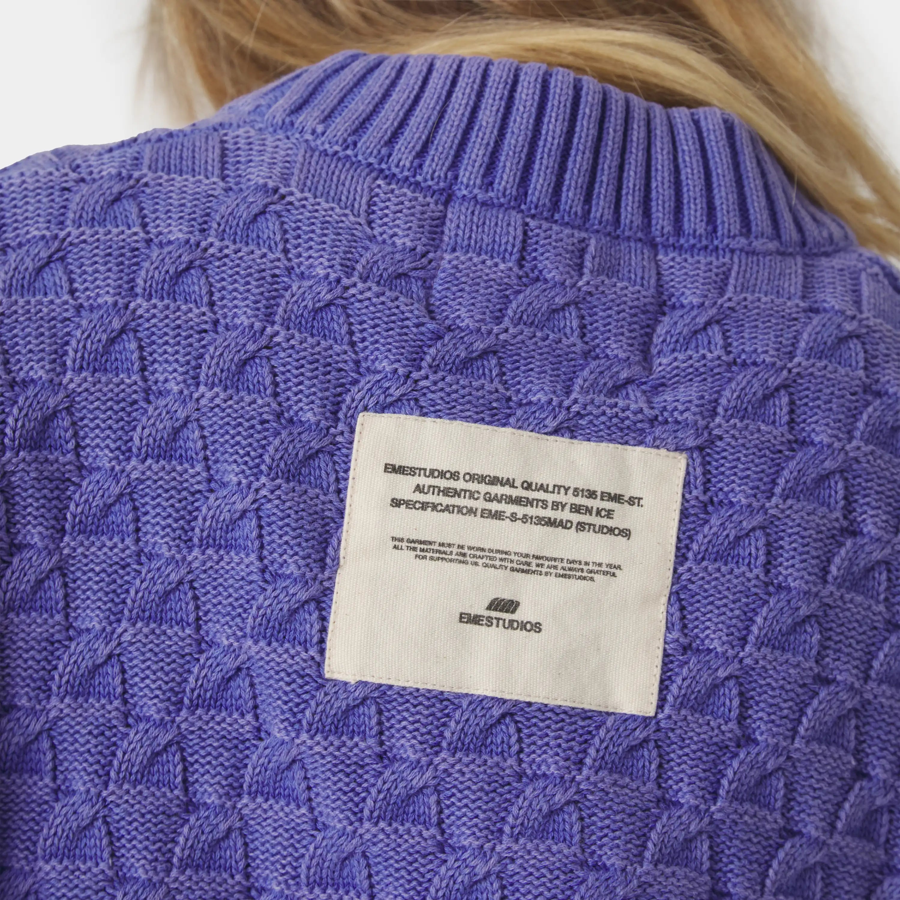 Grid Lucent Cable Knit Sweater