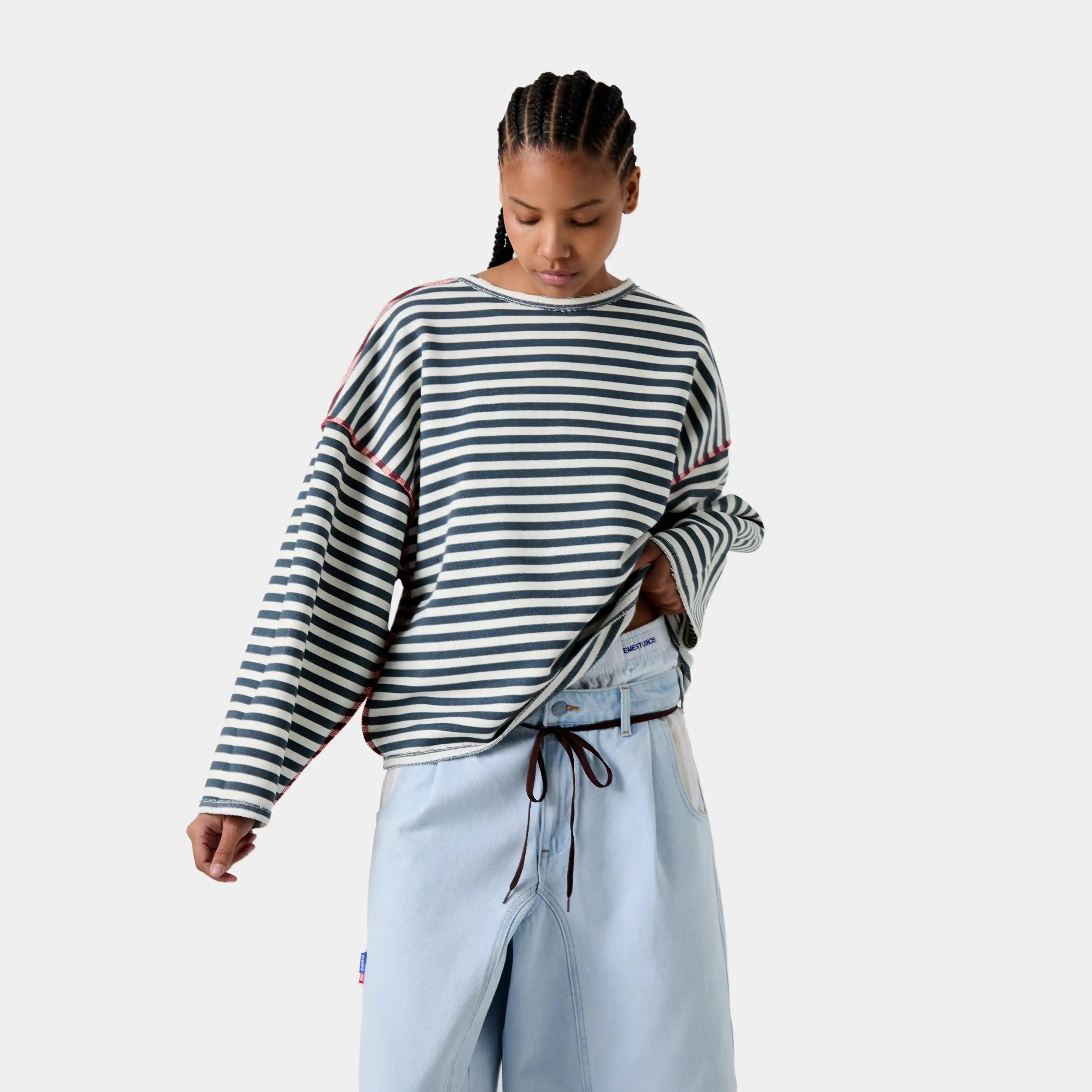 Sade Navy Reverse Crewneck