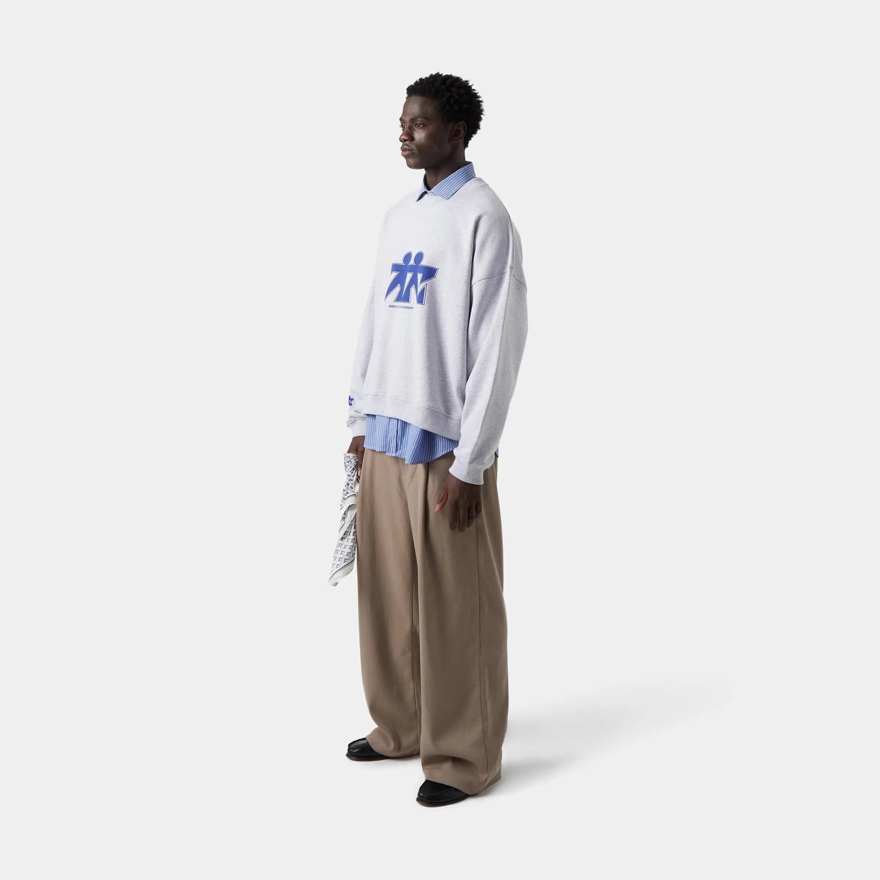 Mbuddy Grey Oversized Crewneck