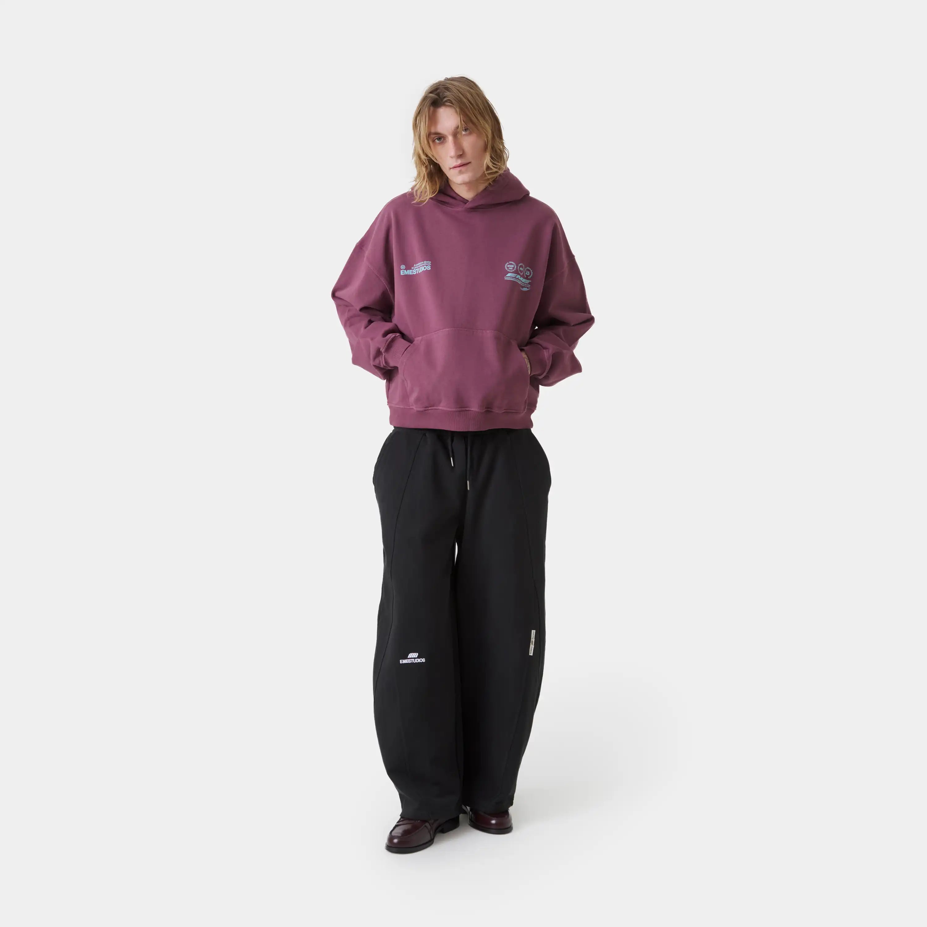 Stamp Maroon Oversized Hoodie