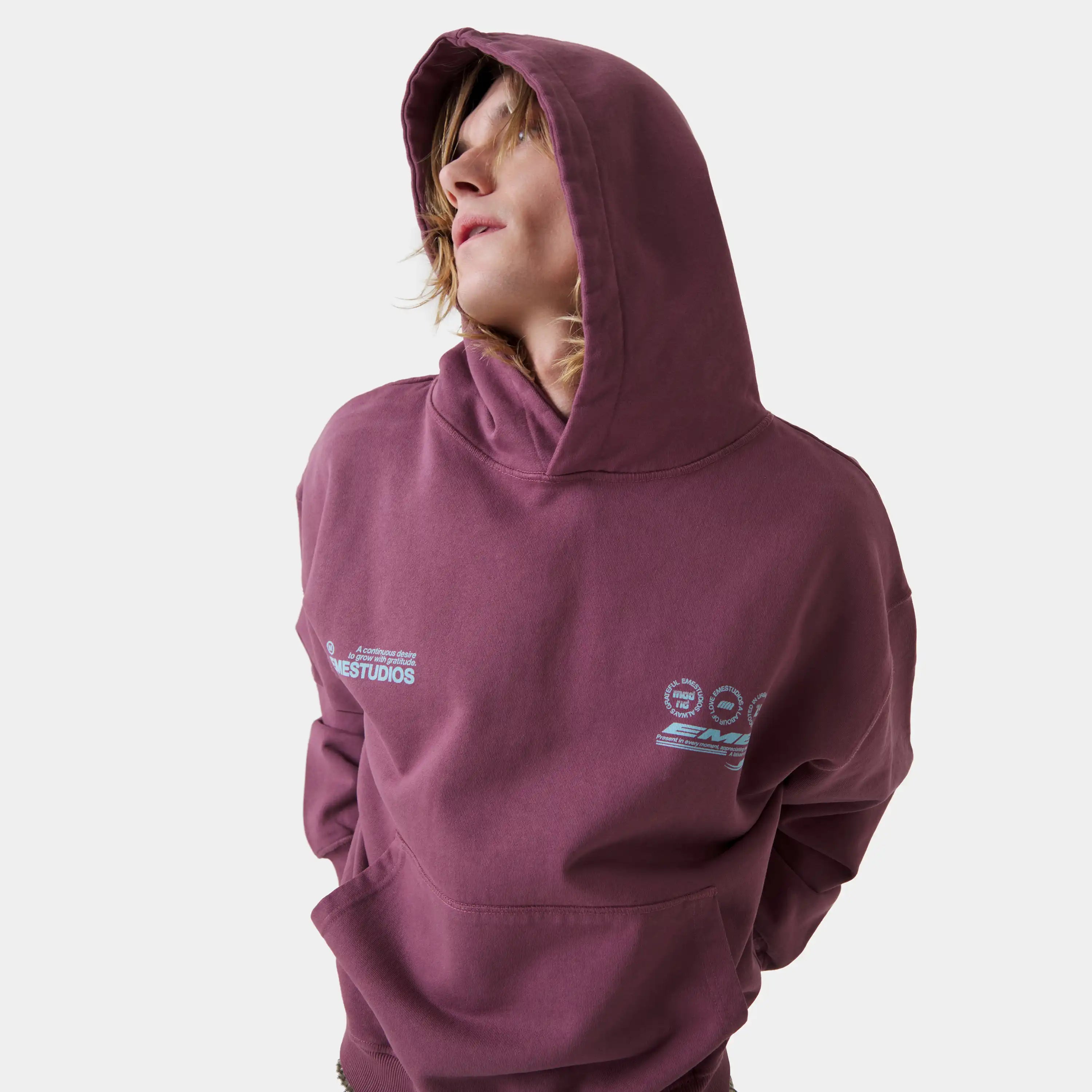 Stamp Maroon Oversized Hoodie