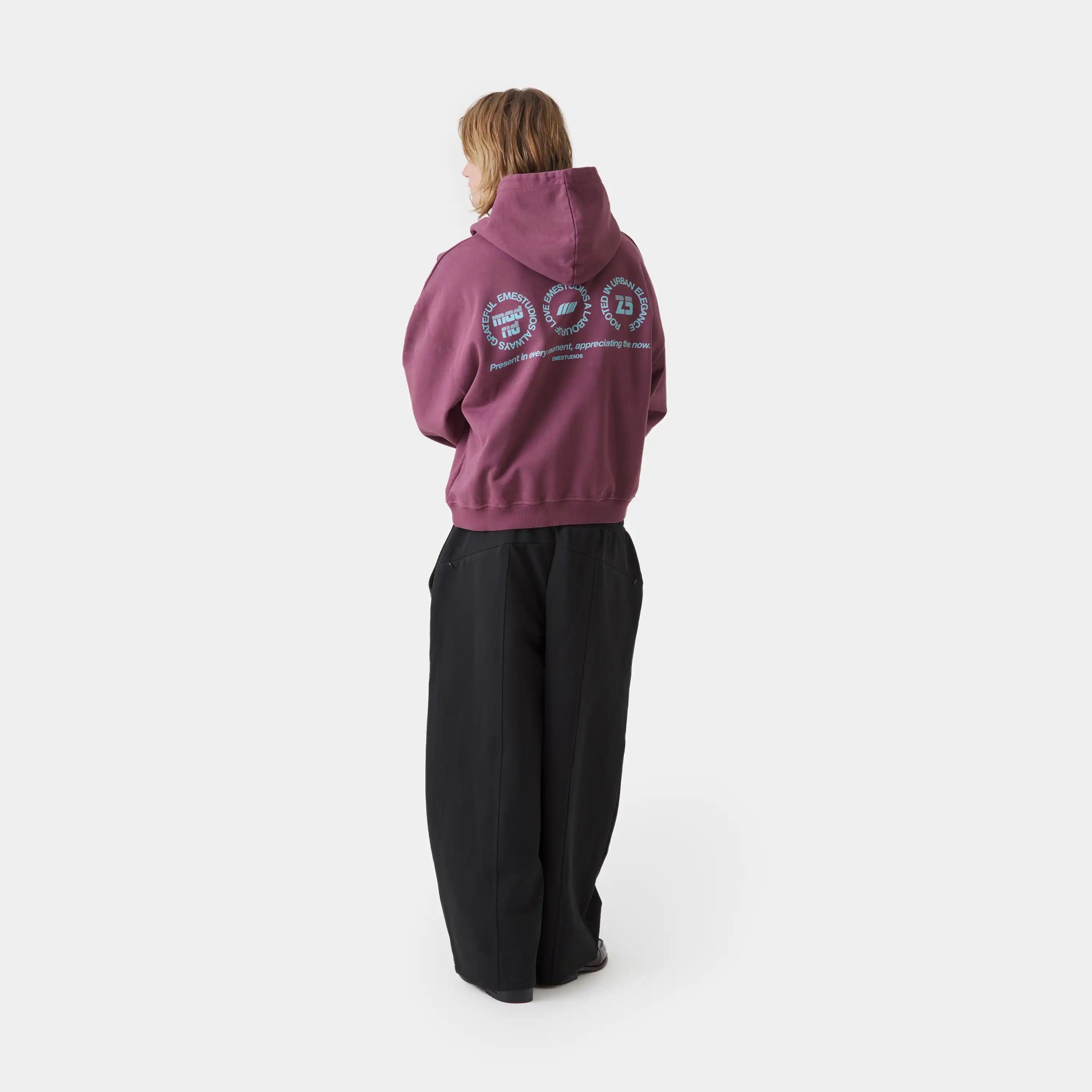 Stamp Maroon Oversized Hoodie