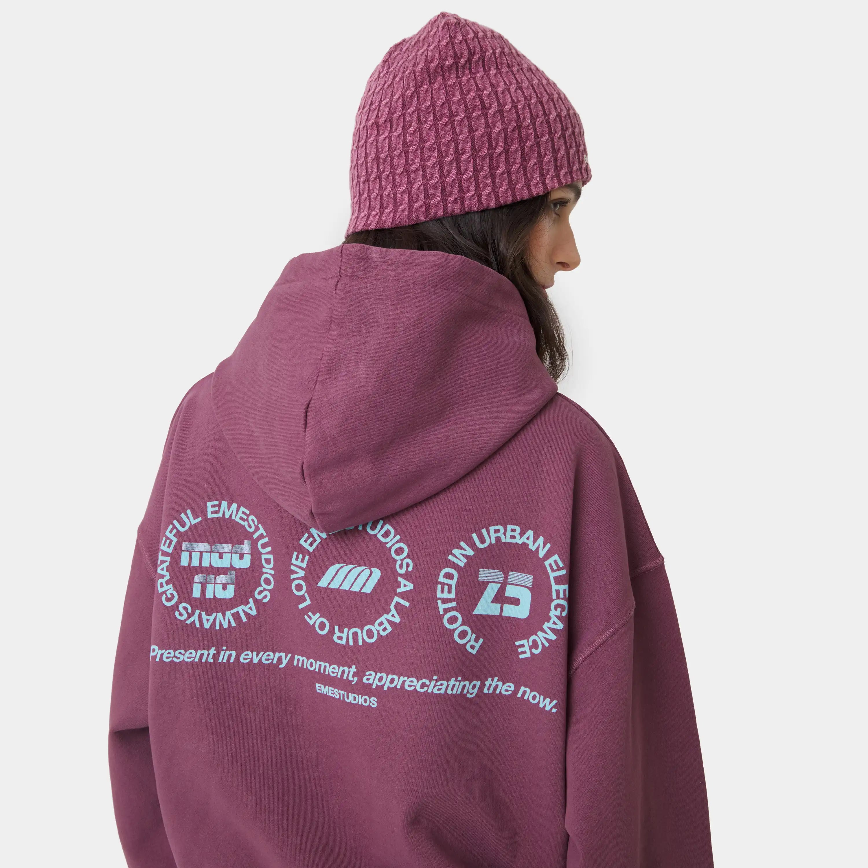 Stamp Maroon Oversized Hoodie