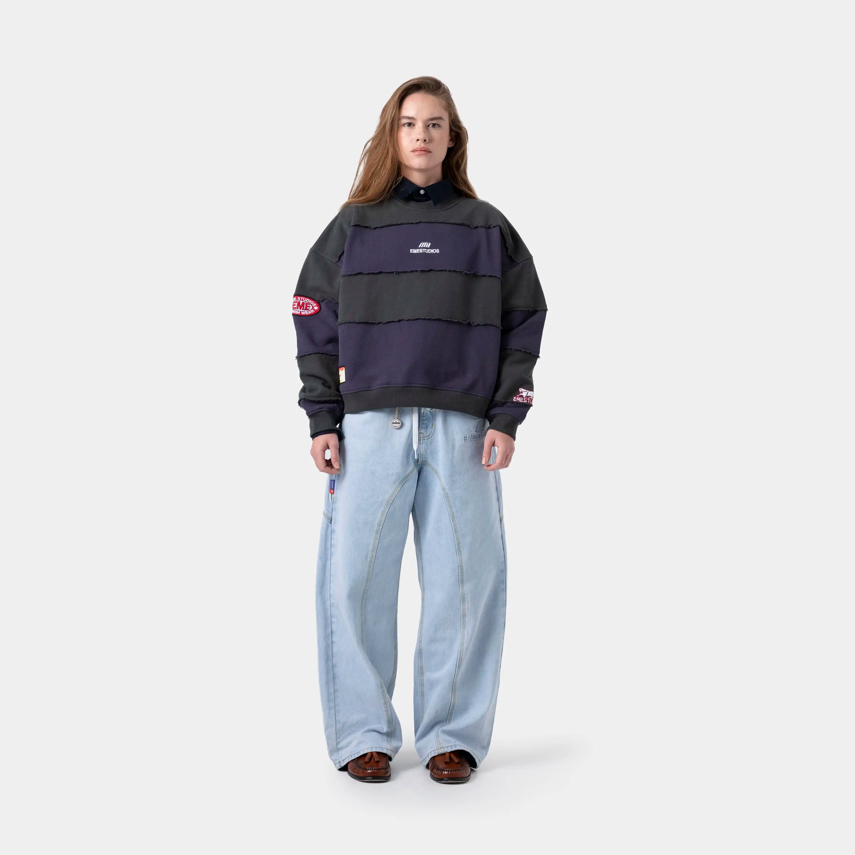 M Navy Striped Crewneck