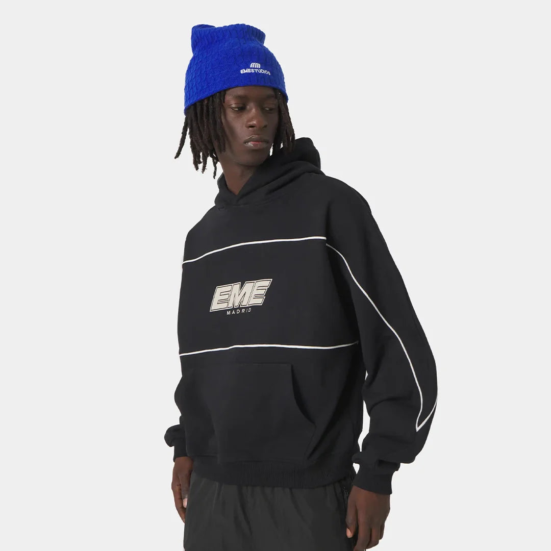 Crossline Black Oversized Hoodie