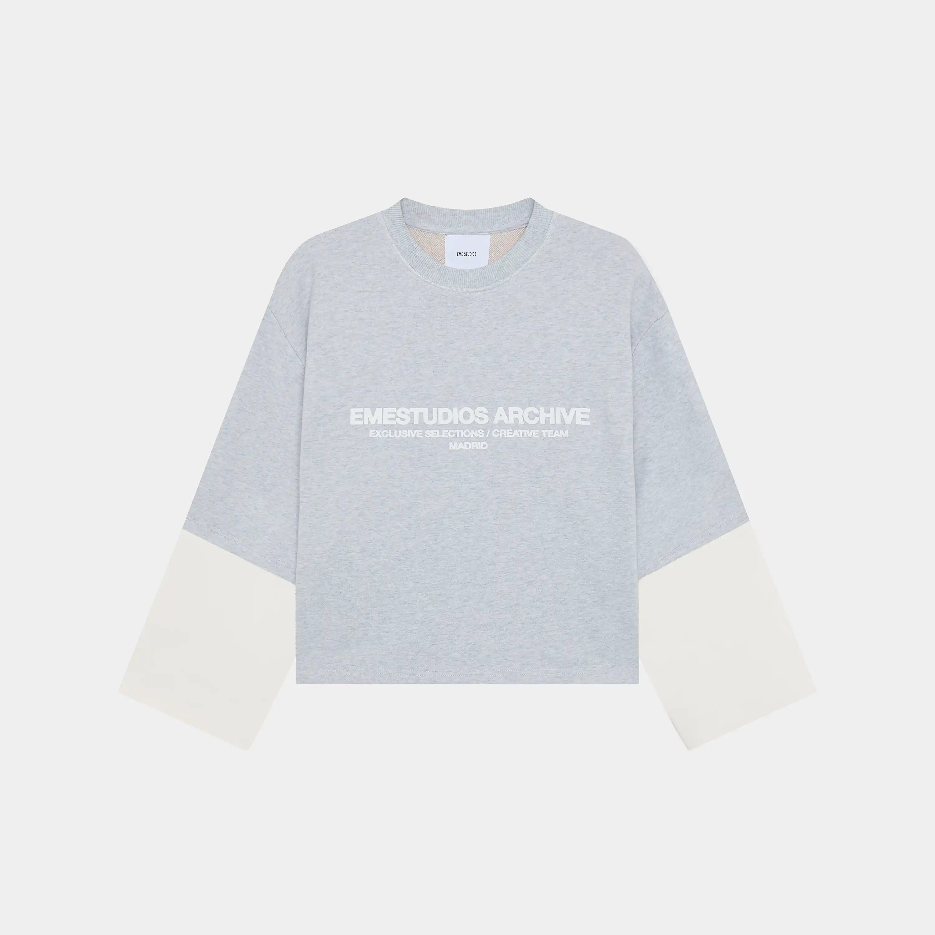 Strike Double Sleeve Grey Crewneck
