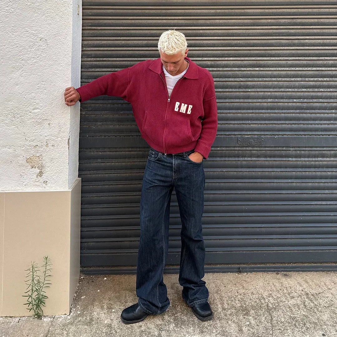 Collar Redwood Zipper Knit