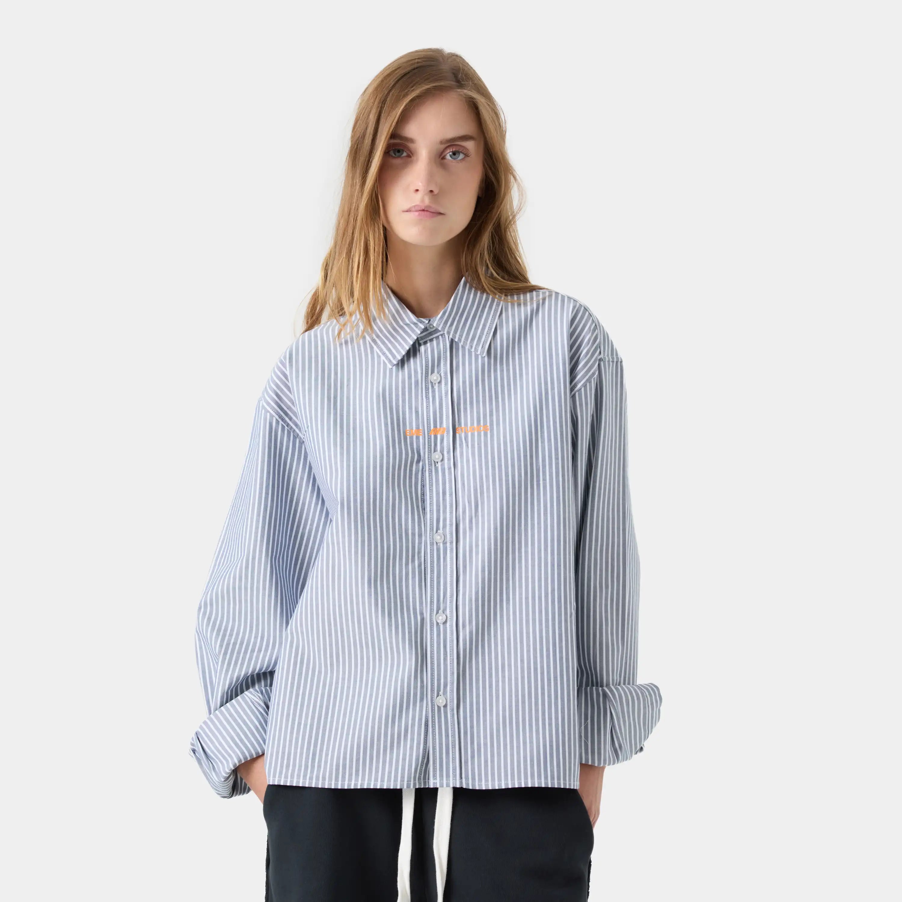 Soid Navy Striped Shirt