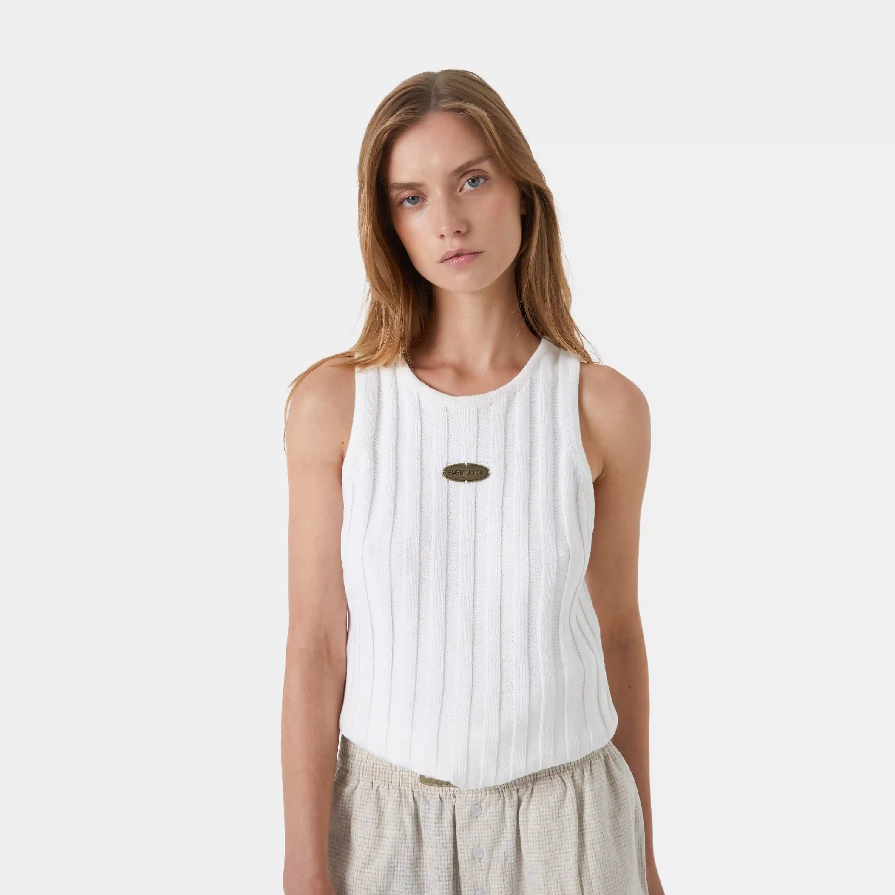 Rib Pearl Tank Top