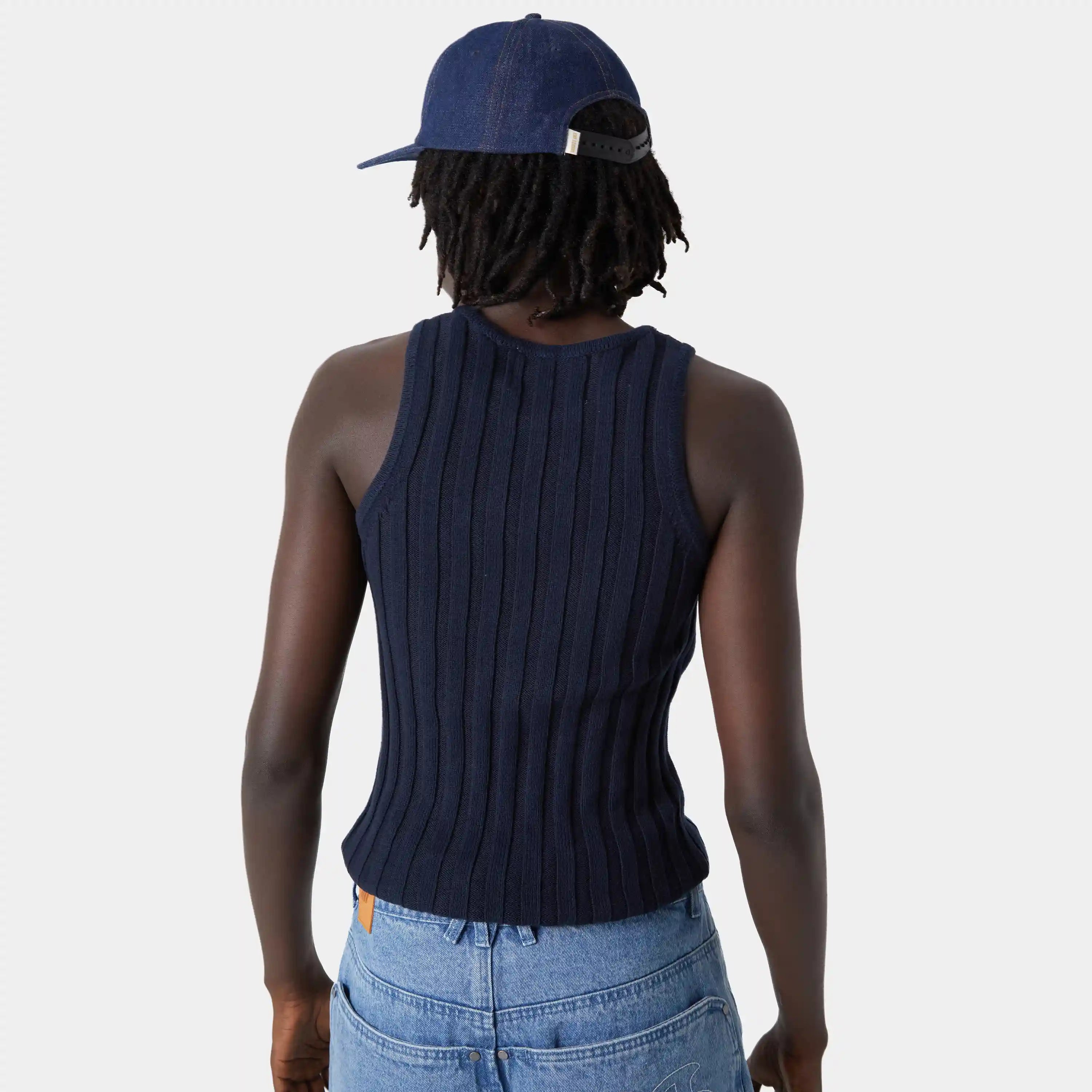 Rib Navy Tank Top