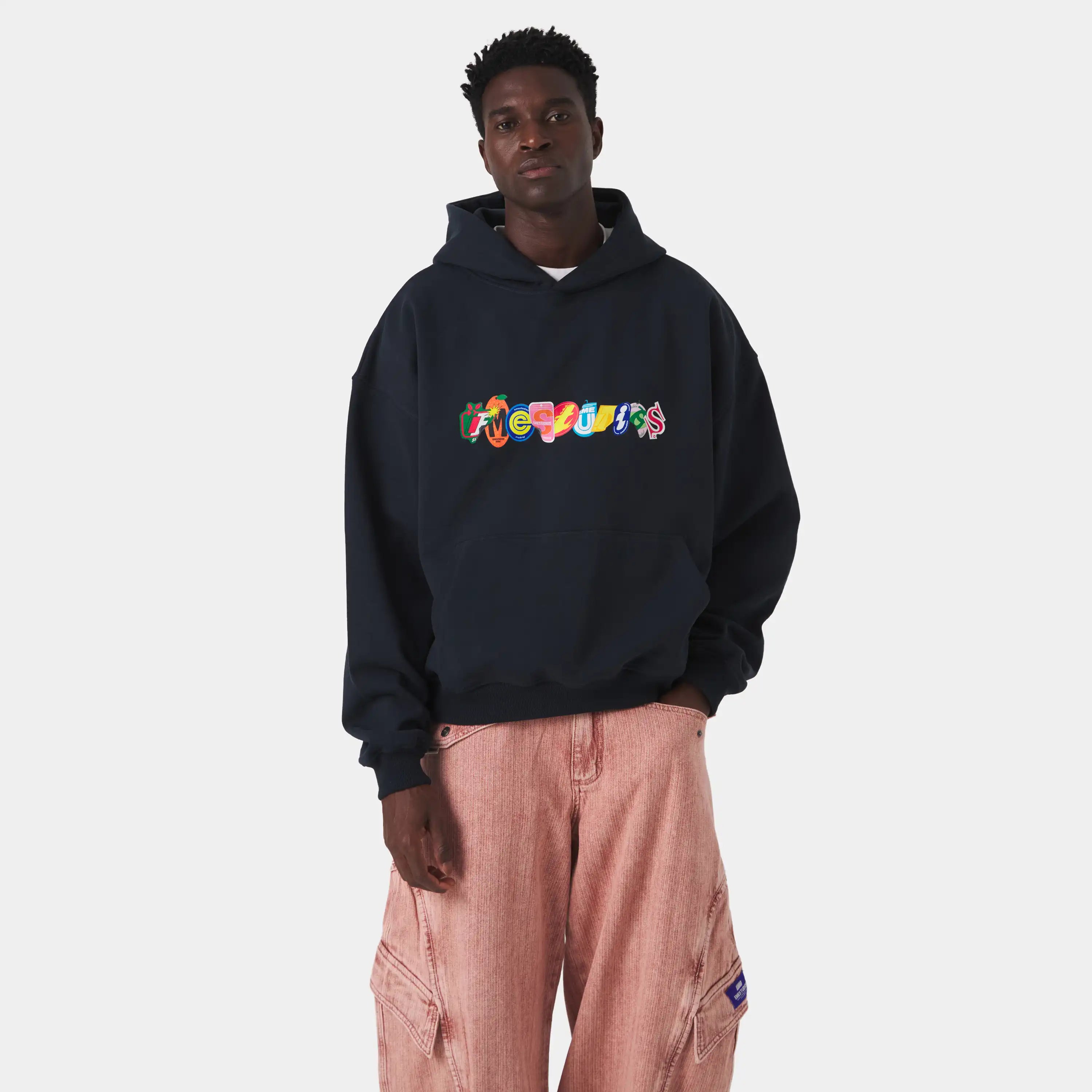 Stickers Navy Oversized Hoodie