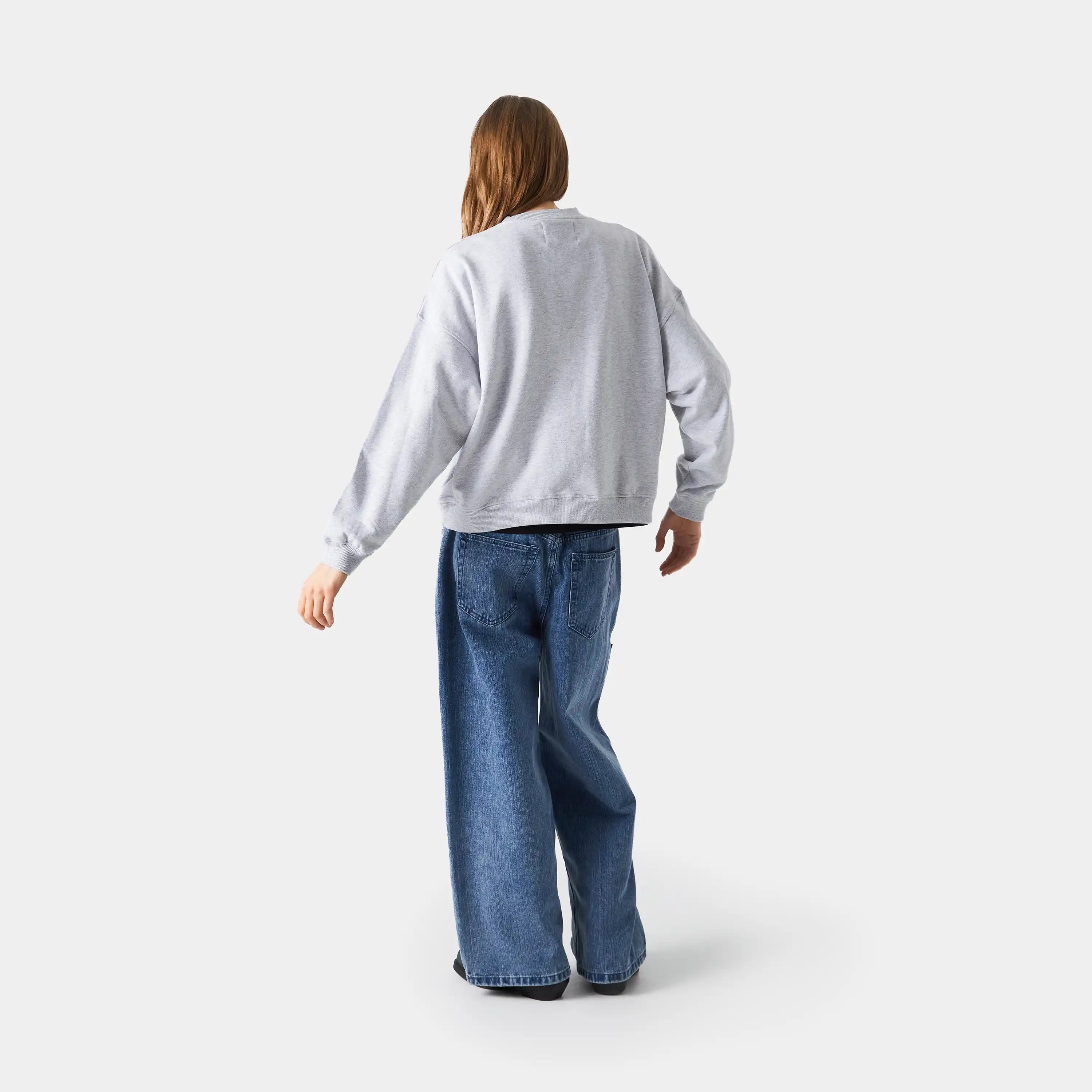 Box Heather Grey Oversized Crewneck