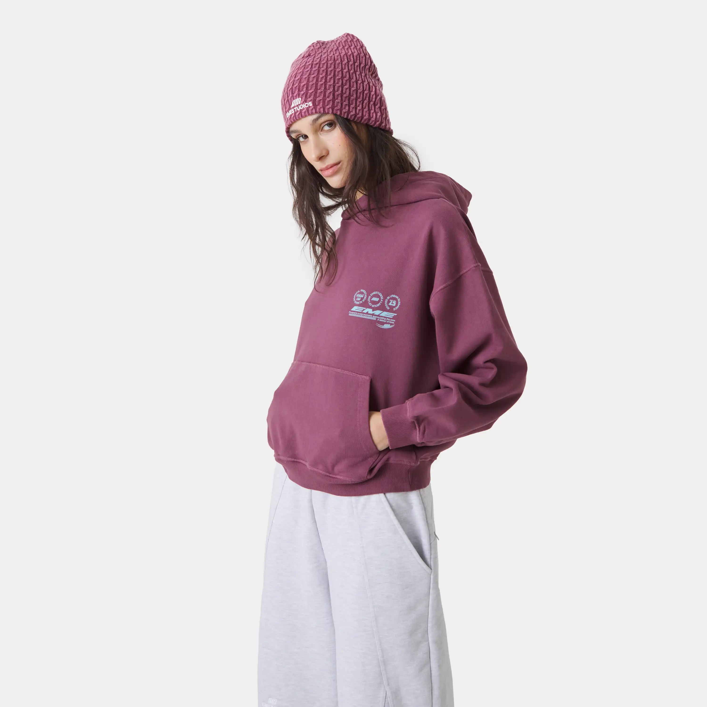 Stamp Maroon Oversized Hoodie